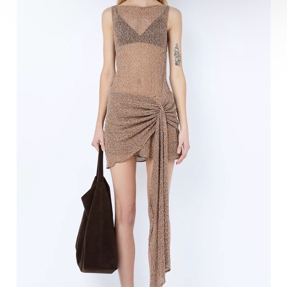Bec + bridge - PASCAL DRAPE MINI DRESS - CHOC MARLE